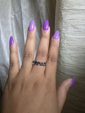 Silver-tone Mystic Stone Eternity Band - Purple